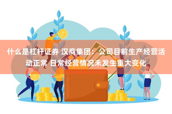 什么是杠杆证券 汉商集团：公司目前生产经营活动正常 日常经营情况未发生重大变化