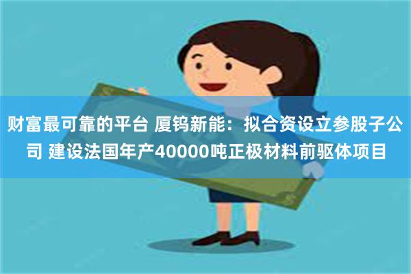 财富最可靠的平台 厦钨新能：拟合资设立参股子公司 建设法国年产40000吨正极材料前驱体项目